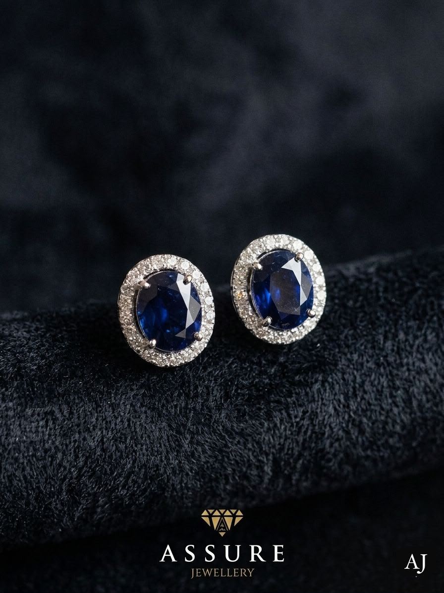 Sterling Silver Sapphire Halo Earrings